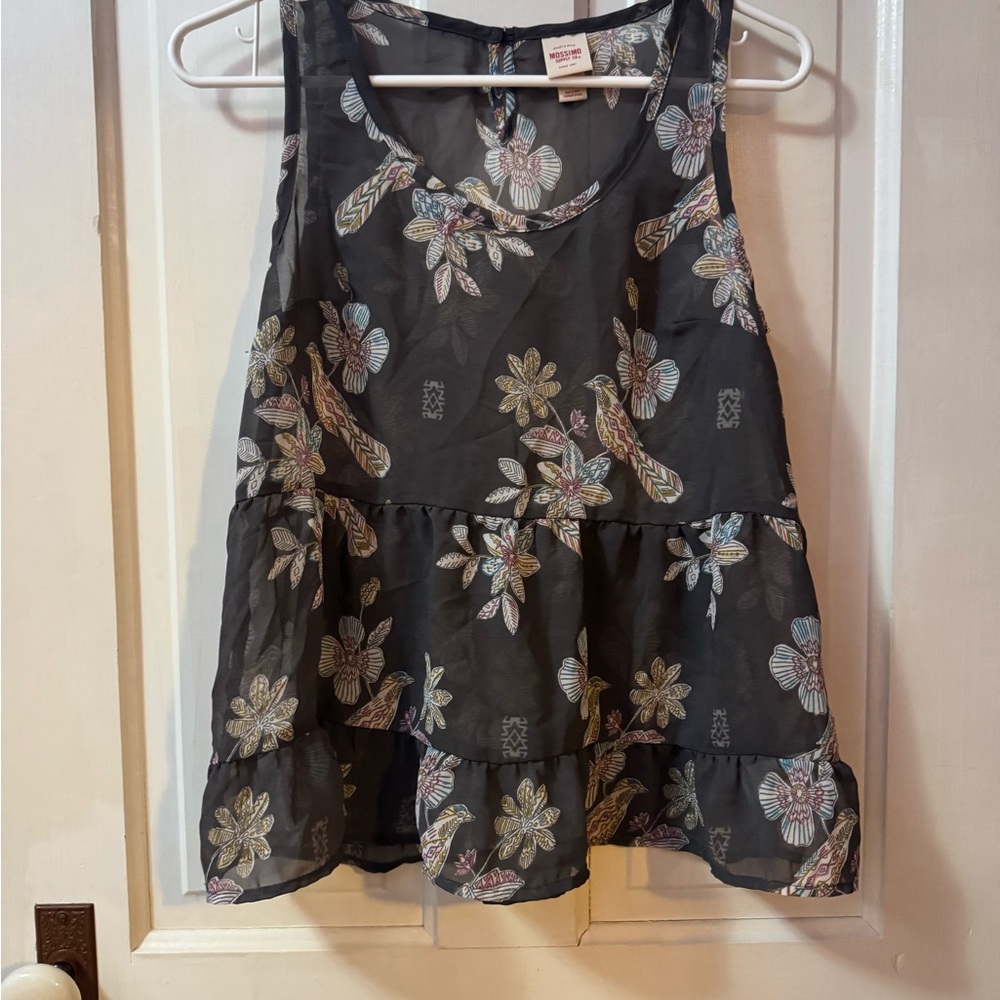 Mossimo Supply Co. Gray Floral Top